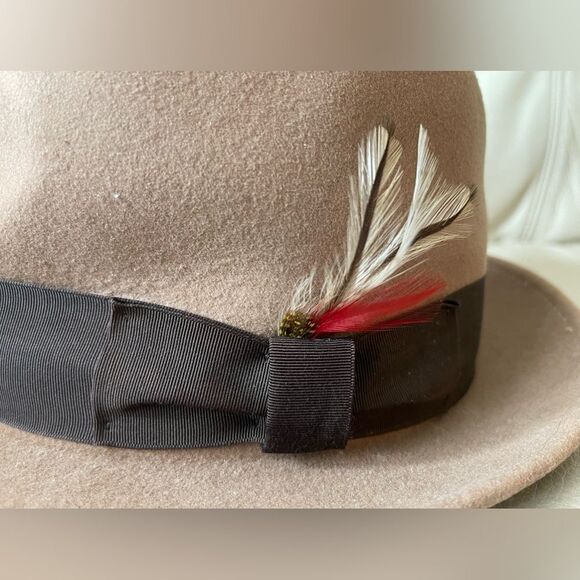 Capas Design Fedora Hat 100% Wool Feather Made in USA Medium 6 7/8 Brown - Picture 3 of 7